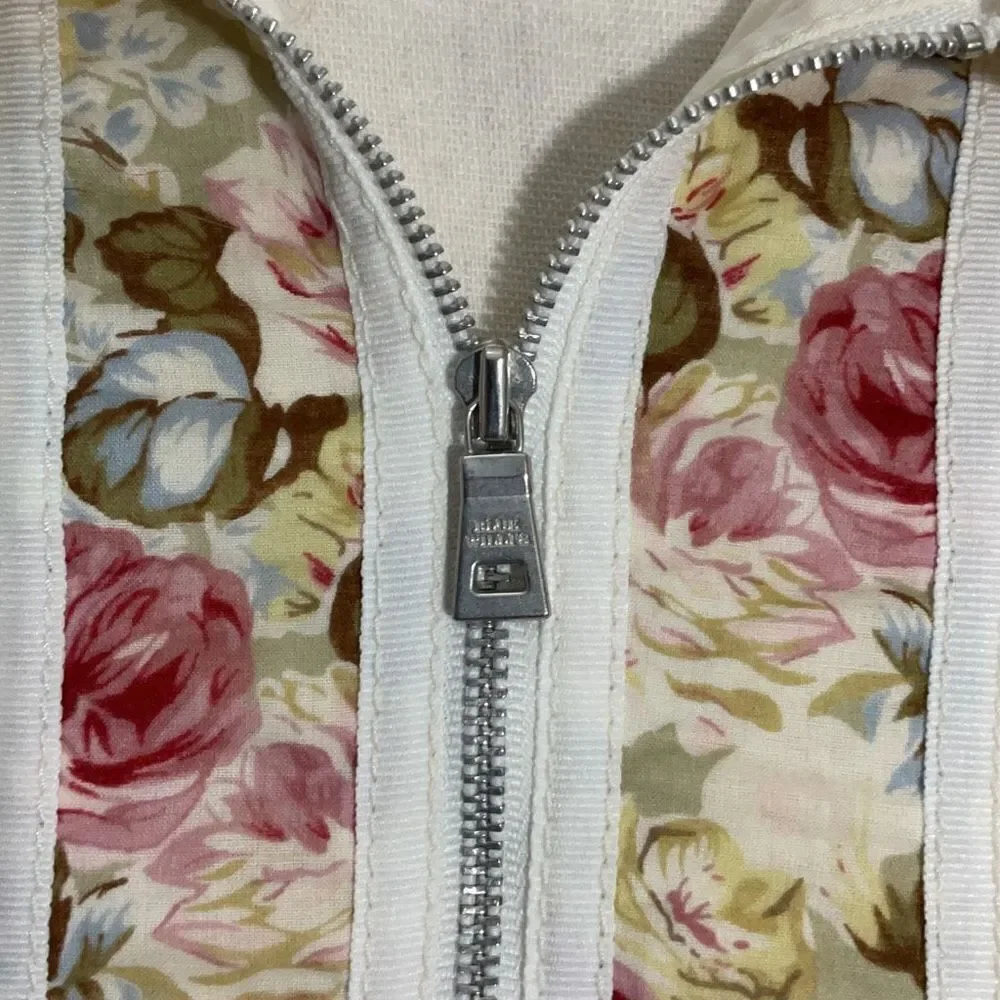 VTG Blue Willi’s Yellow Full Zip Floral Danish Design Collared Sweater Jacket Sm - Picture 3 of 9